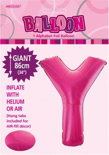 Giant Hot Pink Letter Y 86cm (34”) Foil Balloon
